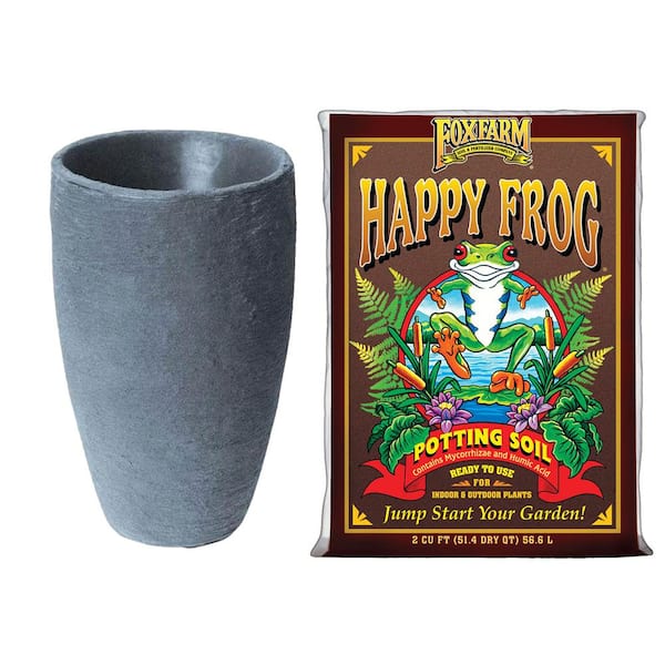 Algreen 20.5 in. Planter, Charcoal, with Foxfarm Rapid Growth Soil, 12 qt.