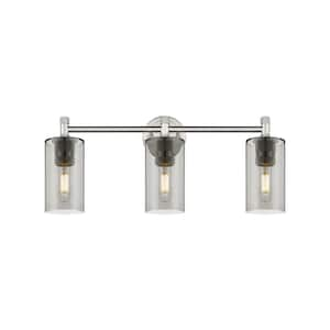 Crown Point 23.88 in. 3-Light Satin Nickel Vanity Light with Glass Shade