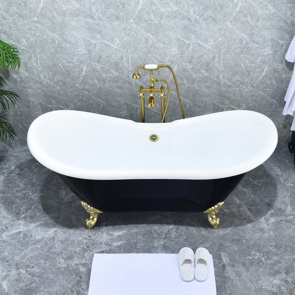 Brushed Gold Stainless Steel Freestanding Tub Faucet with Handshower