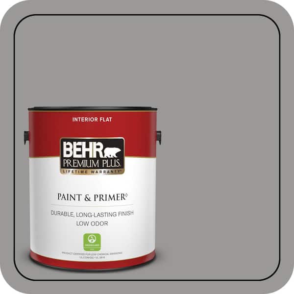 BEHR PREMIUM PLUS 1 gal. Home Decorators Collection #HDC-NT-10A Dolphin Gray Flat Low Odor Interior Paint & Primer