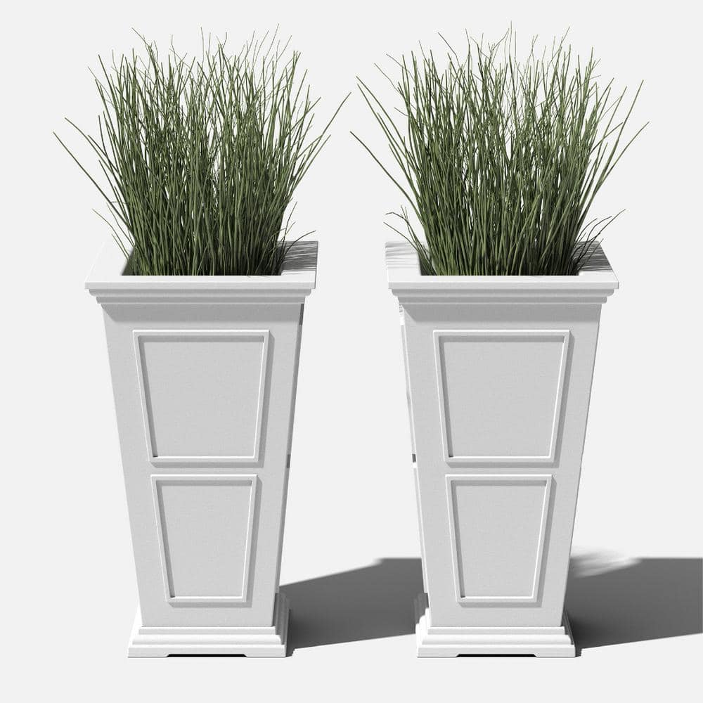 Brixton Tall 28-inch White Recycled Plastic Planter Set