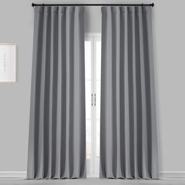 Exclusive Fabrics & Furnishings Palladium Grey Silver Placid Thermal Blackout Curtain Pair - 50 in. W x 84 in. L (2 Panels)