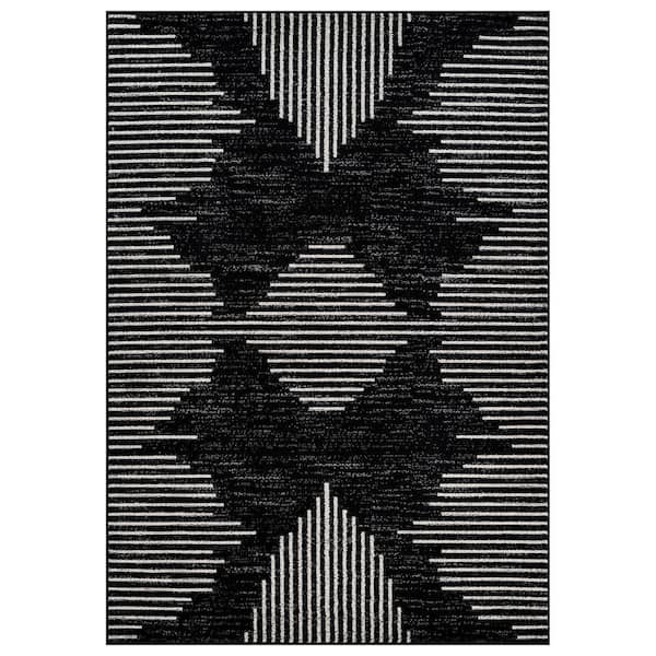 Modern Abstract Area Rug for Living Room, Bedroom, or Entryway 5 ft. x 7 ft. Black