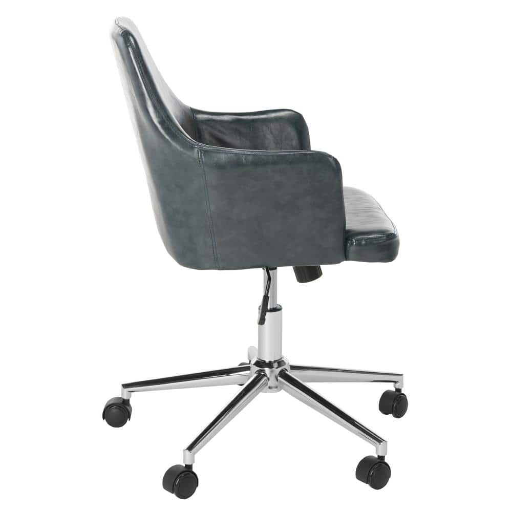 Cadence Dark Grey Faux Leather Swivel Office Chair with Chrome Base