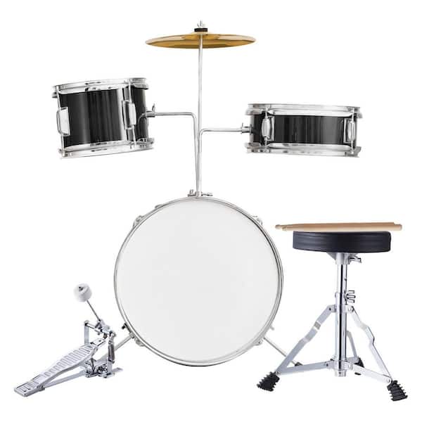 Kids Drum Set, 3-Piece, 14 in. Beginner Drum Set with Adjustable Throne Cymbal Pedal 2 Pairs of Drumsticks