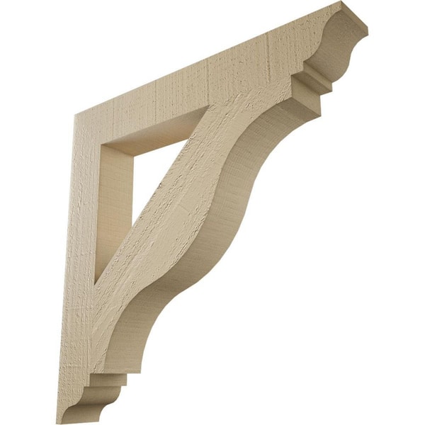 Ekena Millwork 3.5 in. x 24 in. x 24 in. Funston Traditional Rough Cedar Woodgrain Timberthane Polyurethane Bracket, Primed Tan