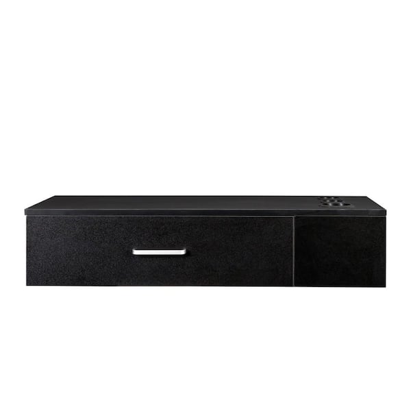 Tidoin Modern Black Wood Wall Mount Salon Stations with 1-Drawer