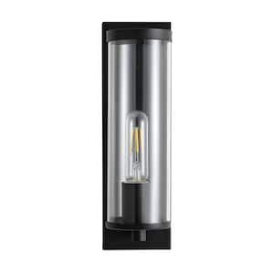 13 in. Tall Wall Sconce Plug-in Cylinder Clear Glass Shade Wall Sconce Modern Industrial Sconce Lamp