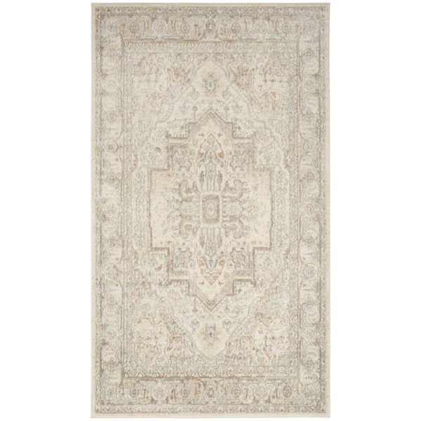 Nourison Concerto Beige 5 ft. x 7 ft. Center medallion Traditional Area ...