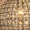 1-Light W12 in. Retro Antique Gold Globe Chandelier Small Crystal Vintage  Chandelier Cage-Style Shade Pendant Light for Kitchen Island Sphere