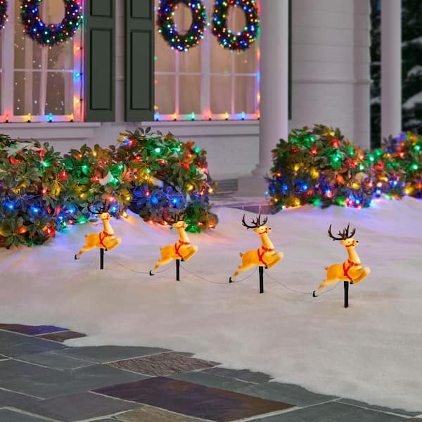 4-Pack LED Reindeer Pathway Markers with Timer