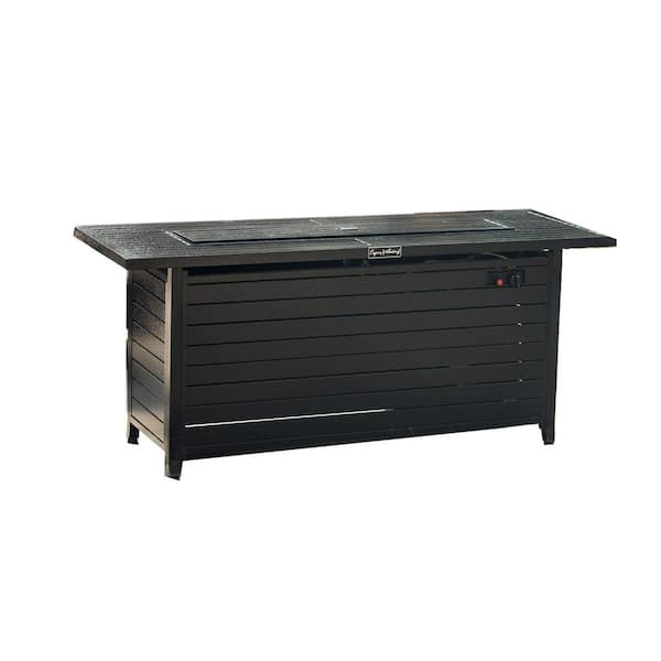 Boosicavelly 57 in. Black Steel Propane Outdoor Fire Pit Table with Lid