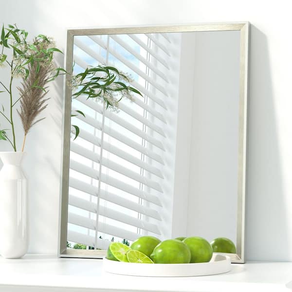 16 in. W x 20 in. H Rectangle Aluminum Framed Wall Bathroom Vanity Mirror in Brushed Nickel