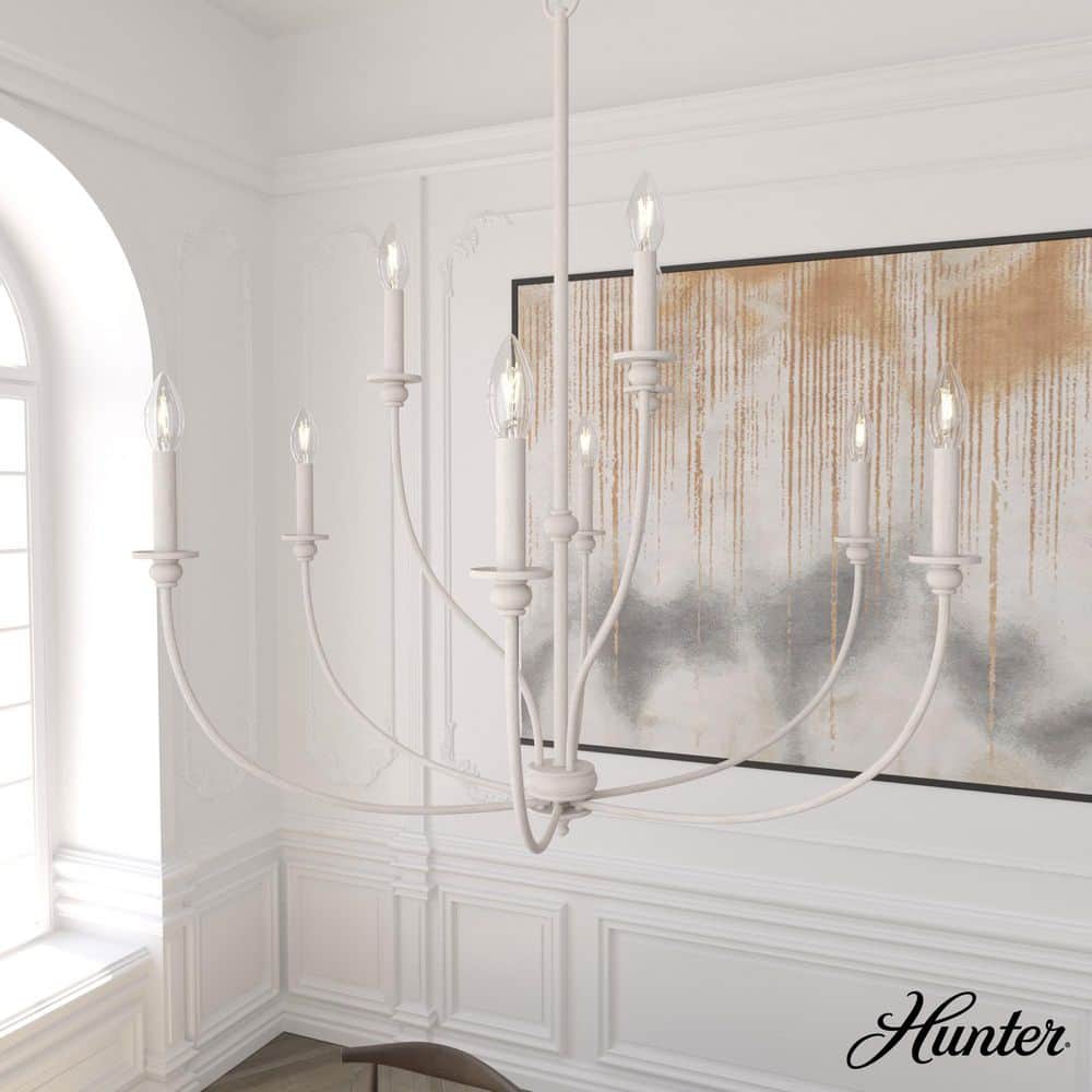 Distressed White 9-Light 2-Tier Metal Chandelier
