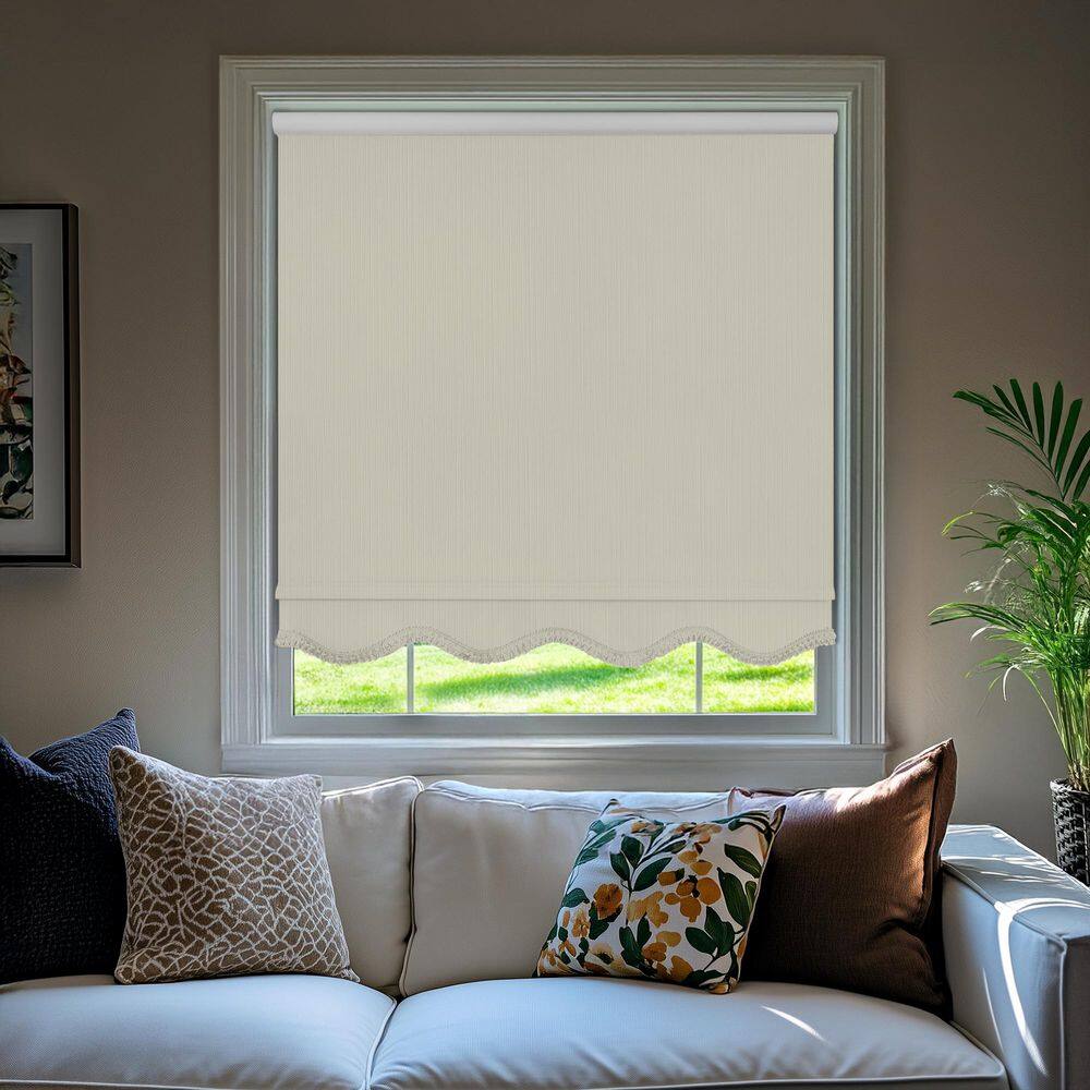 Fringe Ivory Textured Cordless Blackout Privacy Vinyl Roller Shade 28 in. W x 64 in. L price history on PriceWatchPro