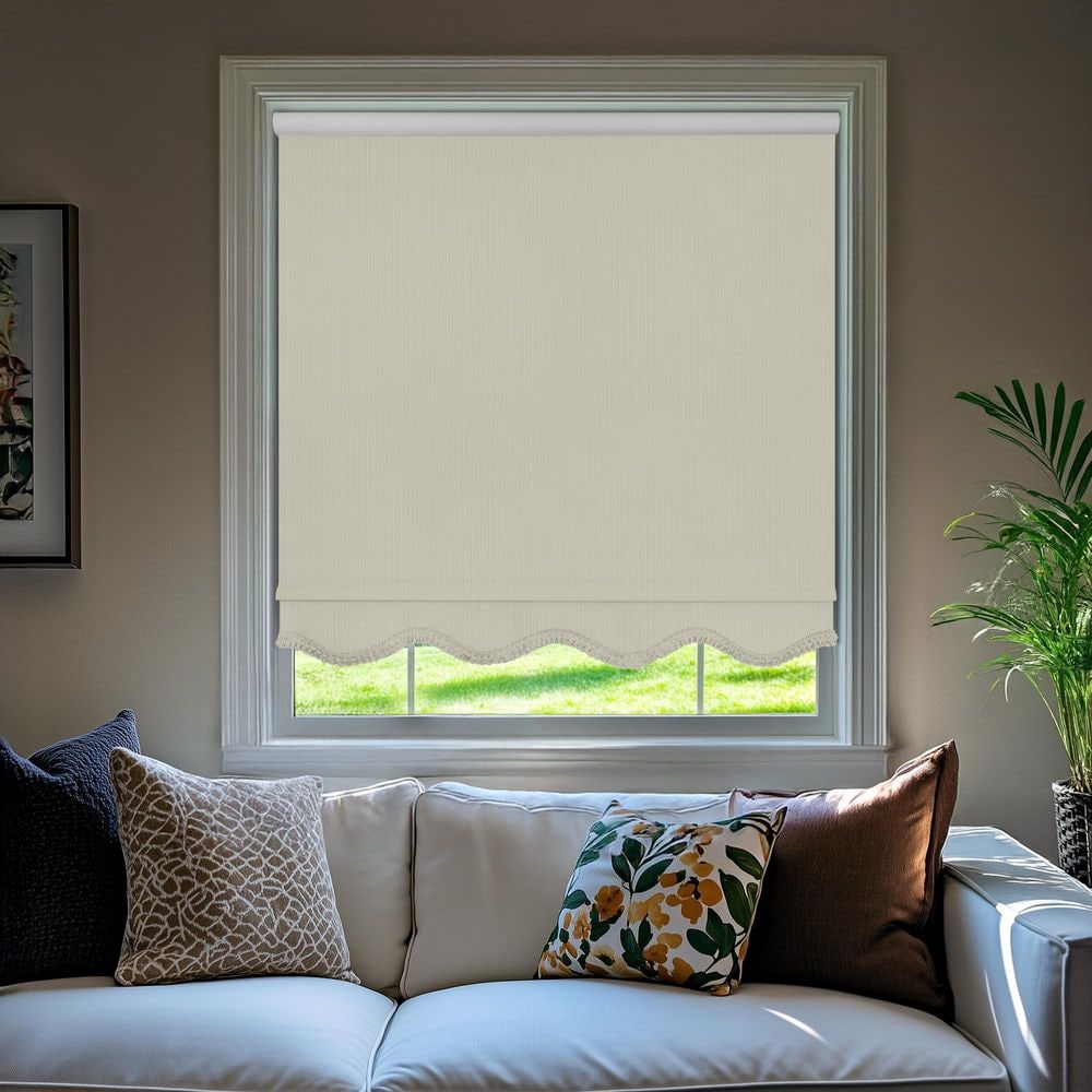 Fringe Ivory Textured Cordless Blackout Privacy Vinyl Roller Shade 38.25 in. W x 64 in. L price history on PriceWatchPro
