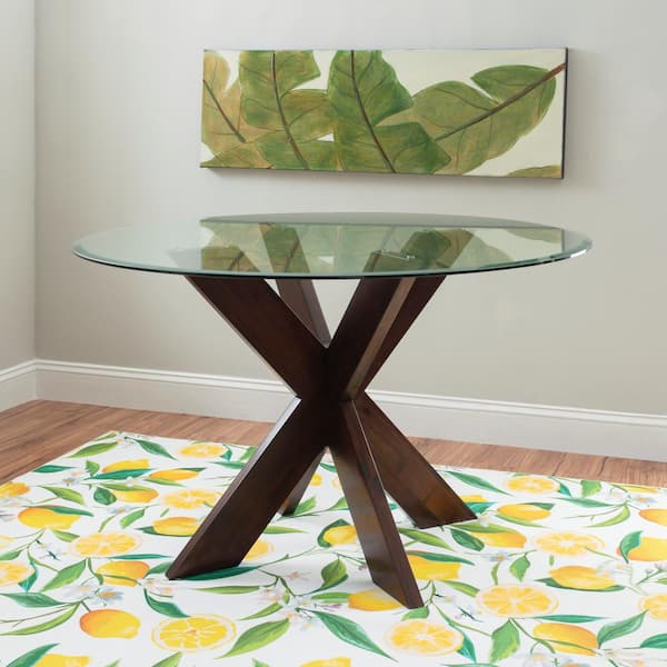 Norris Espresso Glass Top 48 in. Dining Table Seats 4