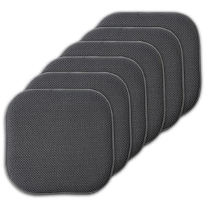 Gray, Honeycomb Memory Foam Square 16 in. x 16 in. Non-Slip Back Chair Cushion (6-Pack)