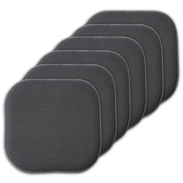 Sweet Home Collection Gray, Honeycomb Memory Foam Square 16 in. x 16 in. Non-Slip Back Chair Cushion (6-Pack)