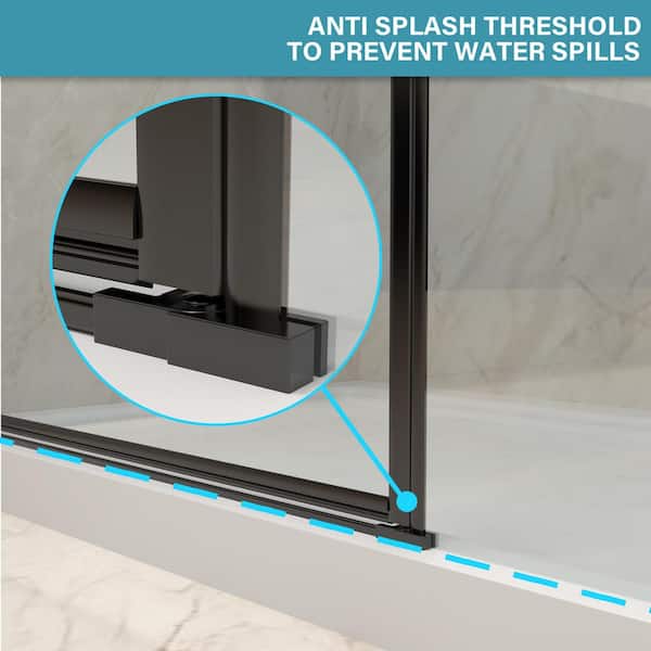 Xspracer Victoria 70-72 in. W x 76 in. H Pivot Frameless Shower Door in Matte Black with 3/8 Inches Thick SGCC Tampered Glass