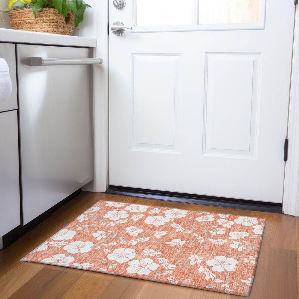 Mayfield Premium Machine Washable Abstract AMF1032 Coral 2 ft. x 3 ft. Area Rug price history on PriceWatchPro