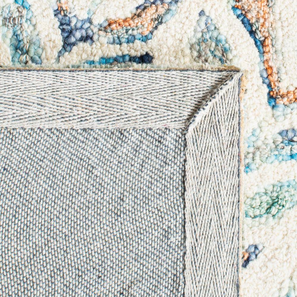 Ivory and Blue Hand-Tufted Wool Runner Rug