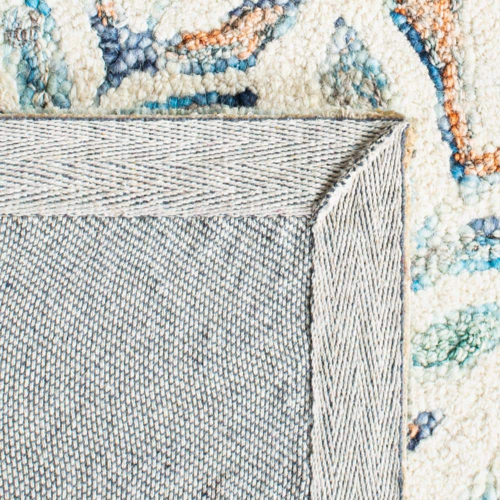Capri Blue and Ivory Hand-Tufted Wool Square Rug