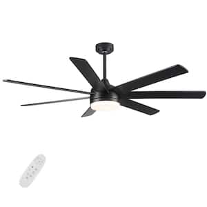 Modern 72 in. Integrated LED Indoor Black Standard Ceiling Fan with Remote Control, DC Motor and 7 Reversible Blades