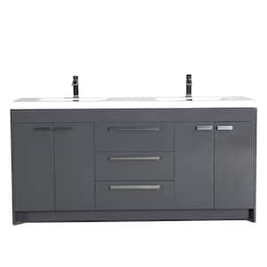 Lugano 84 in. W x 19 in. D x 36 in. H Double Bath Vanity in Gray with White Acryic Top and White Integrated Sinks