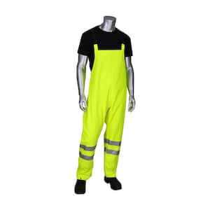 VizAR Men's Large Hi Vis AR/FR ANSI Class E Heavy-Duty Waterproof Breathable Bib Overalls, 14 cal/sq.cm