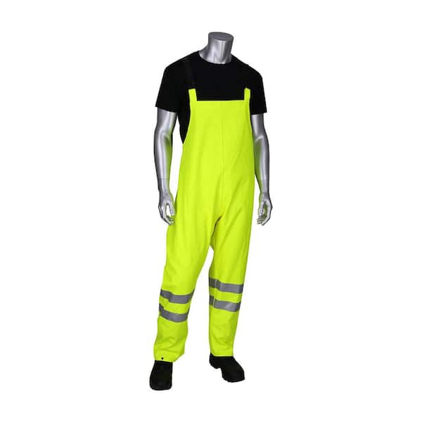 VizAR Men's Medium Hi Vis AR/FR ANSI Class E Heavy-Duty Waterproof Breathable Bib Overalls, 14 cal/sq.cm