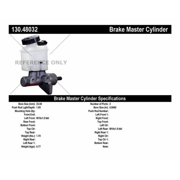 Centric Parts Brake Master Cylinder 2007-2008 Suzuki Forenza 2.0L