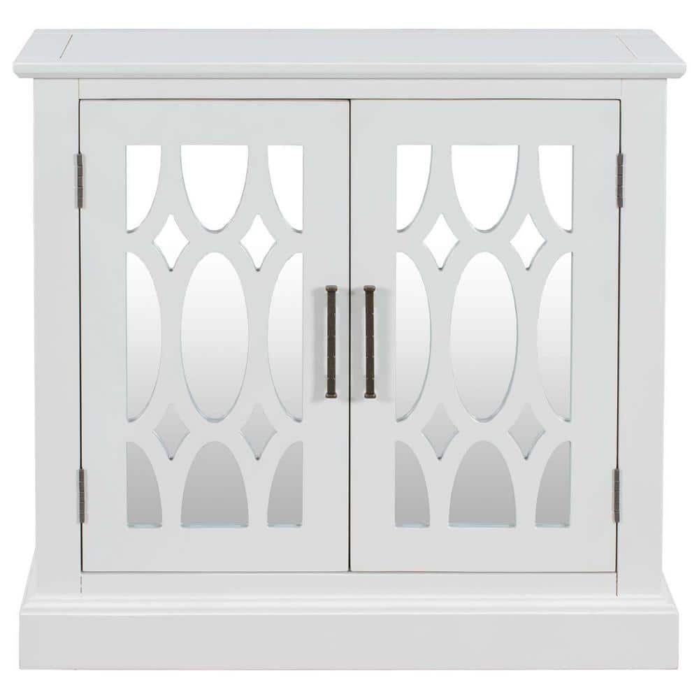 29.5 in. W x 13.8 in. D x 27.5 in. H White Linen Cabinet with Decorative Mi