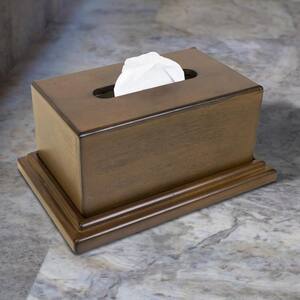 Wood Veneers Medium Walnut Stain Decorative Tissue Box with Concealed Area for Valuables