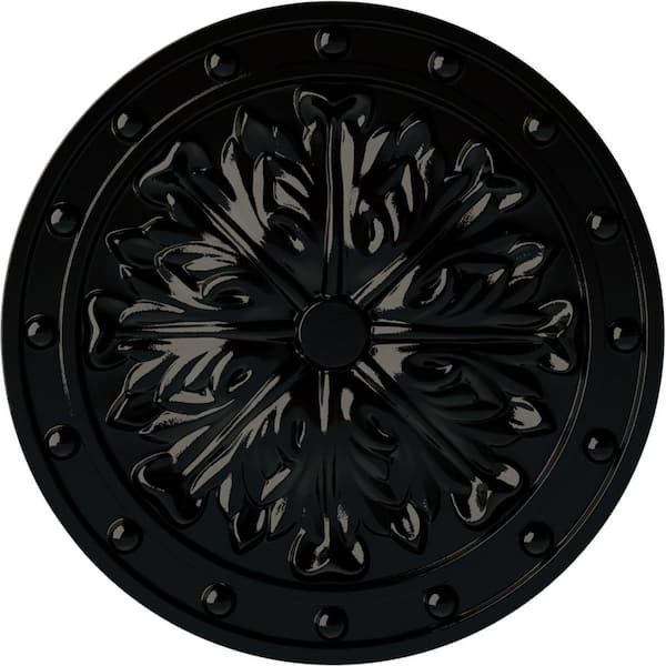 Ekena Millwork 1-1/2 in. x 20-1/2 in. x 20-1/2 in. Polyurethane Foster Acanthus Leaf Ceiling Medallion, Black Pearl