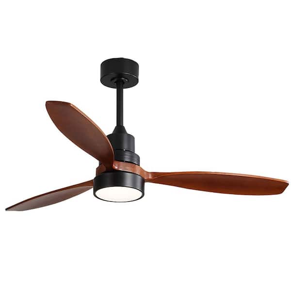 Shinevoy 52 in. Indoor Wood Low Profile Ceiling Fan with Solid Wood Blades with LED Light Remote Control Included