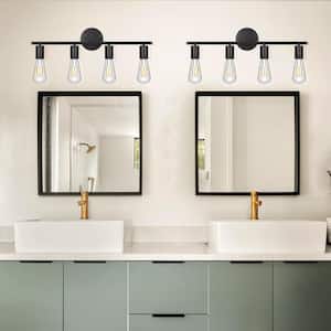 23.62 in. 4-Light Black Metal Wall Sconce Vanity Lighting without Shade