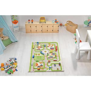 Traffic Green 3D 2 ft. x 4 ft. 3D Soft and Cozy Non-Toxic Polypropylene Play Area Rug for Kids Bedroom or Playroom