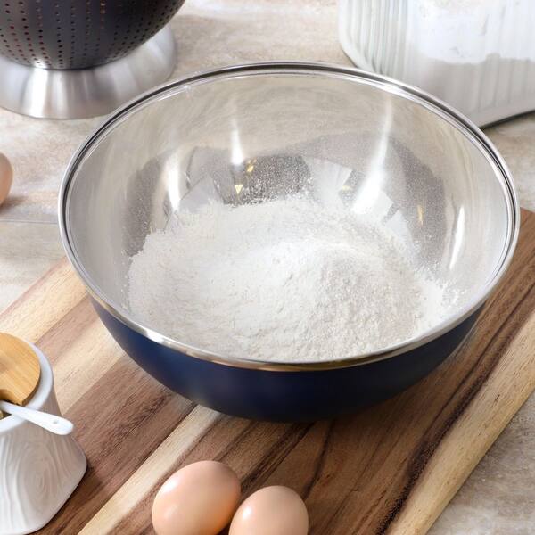 5 qt. Stainless Steel Mixing Bowl in Blue with Nonslip Base