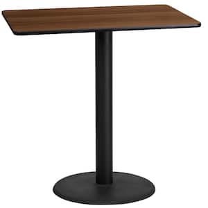24 in. x 42 in. Rectangular Black and Walnut Laminate Table Top with 24 in. Round Bar Height Table Base