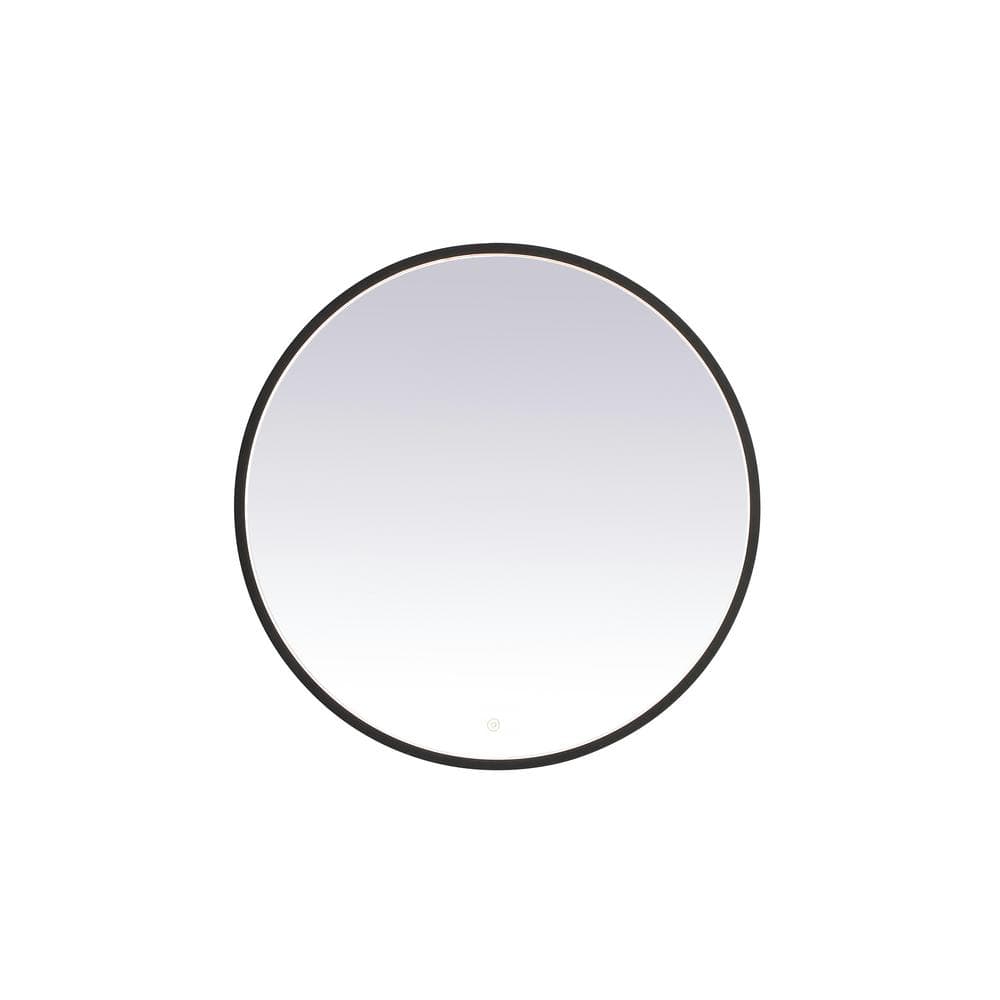 Timeless Home 32 in. W x 32 in. H Aluminum Black LED Mirror