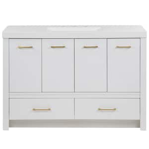 Hertford 49 in. W x 19 in. D x 34 in. H Single Sink Freestanding Bath Vanity in White with White Cultured Marble Top