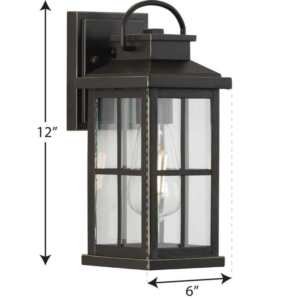 Antique Bronze 12" Clear Glass Farmhouse Outdoor Wall Lantern