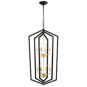 18.11 in. 8-Light Vintage Gold Pendant Light with Adjustable Height for Entryway Living Room (Bulbs Not Included)