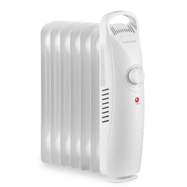 600-Watt White Indoor Electric Utility Radiant Space Heater with Adjustable Thermostat, Overheat and Tip-Over Protection