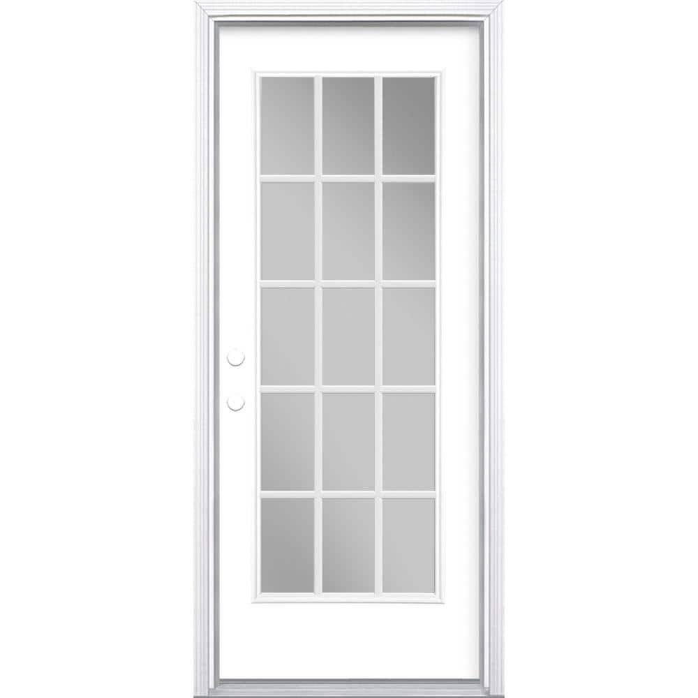 32 in. x 80 in. Ultra White 15 Lite Right-Hand Clear Glass Painted Steel Prehung Front Door Brickmold/Vinyl Frame price history on PriceWatchPro