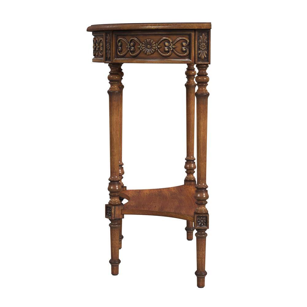 Danelle Light Cherry Wood Demilune Console Table with Storage