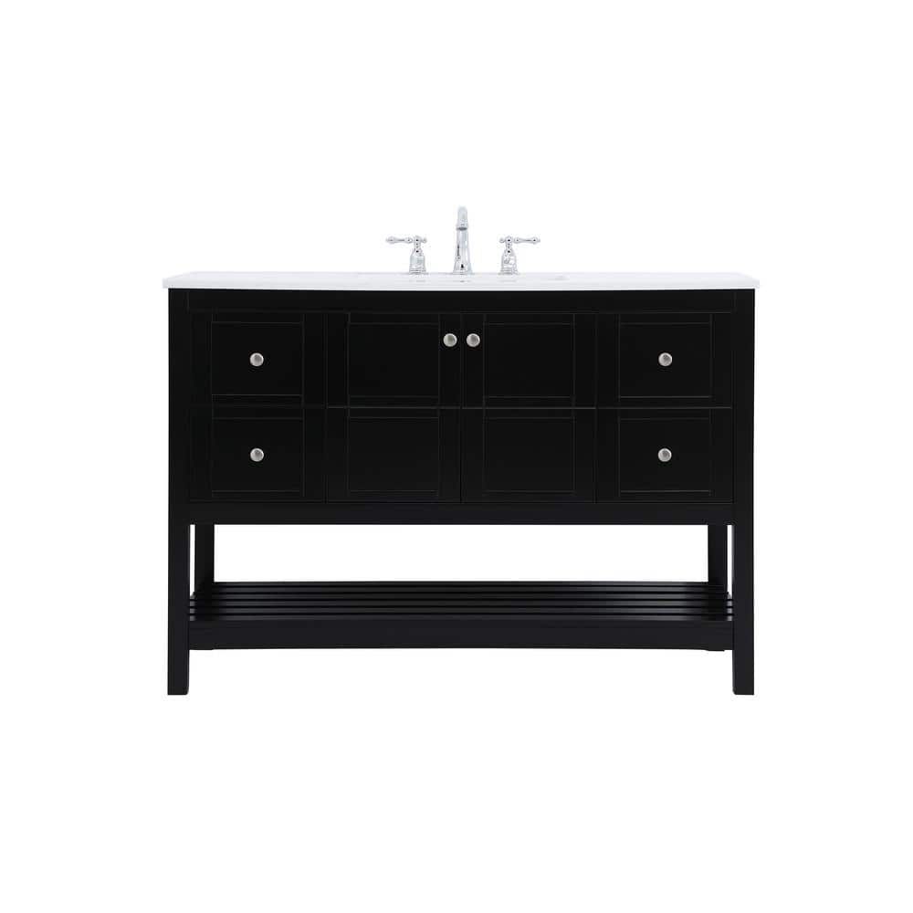 Timeless 48 in. W x 22 in. D x 34 in. H Single Bathroom Vanity in Black wit