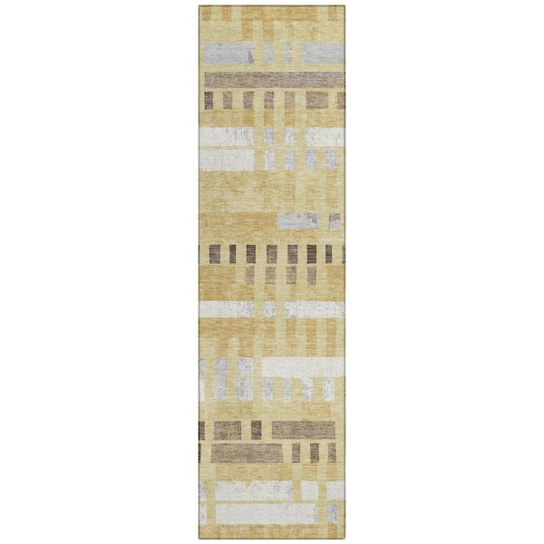 Chantille Machine Washable Indoor/Outdoor Abstract ACN2897 Wheat 2 ft. x 7 ft. Runner Rug