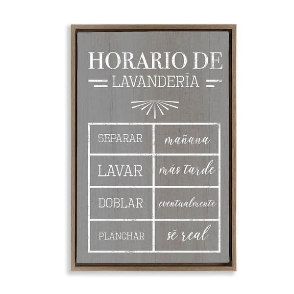 Stupell Industries Laundry Schedule by Lil' Rue Brown Floater Frame Typography Graphic Art Print 31 in. x 21 in.